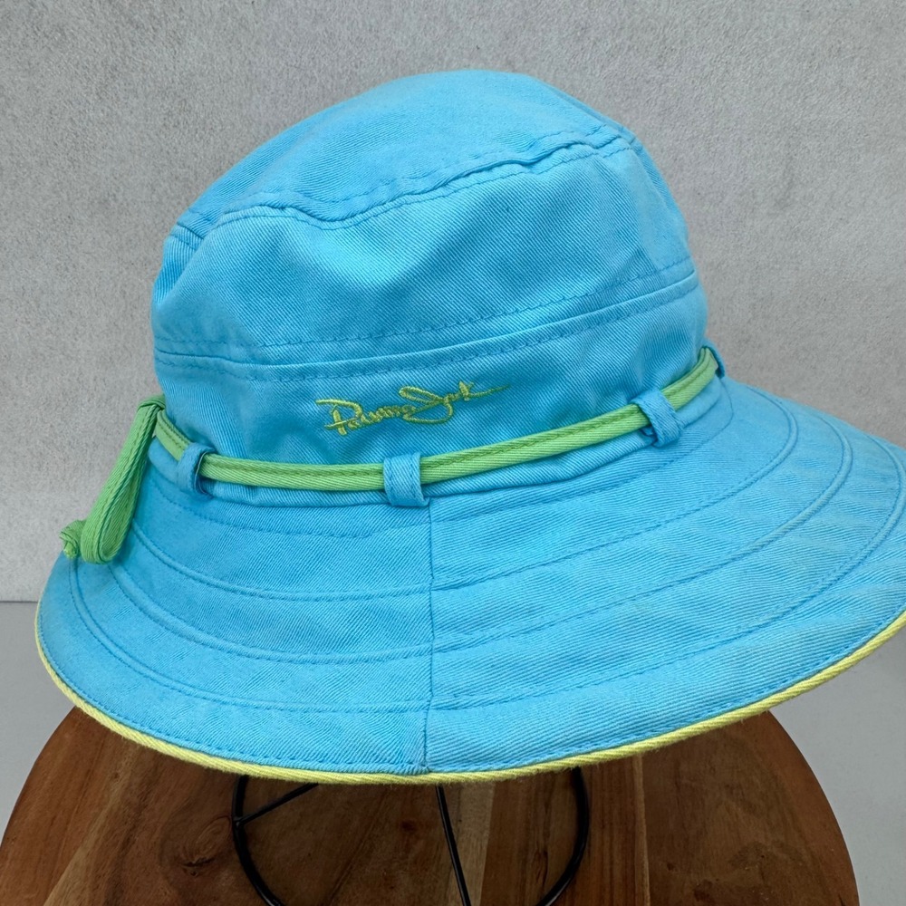 Panama Jack Women's Teal Cotton Bucket Sun Hat 3" Brim Sizing Tie Travel - Picture 4 of 8